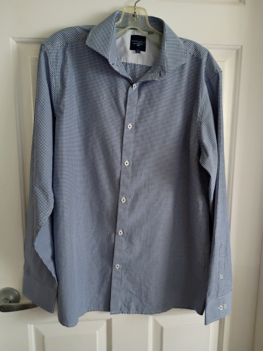 Men's Blue Micro-Gingham Dress Shirt